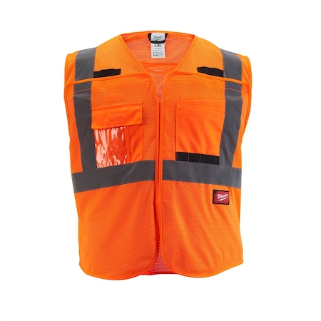 Milwaukee Tool Class 2 Breakaway High Visibility Orange Mesh Safety Vest - L/XL 48-73-5126